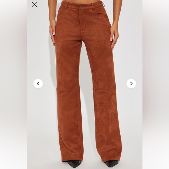Women's Brown Suede Pants - Picture 2 of 4